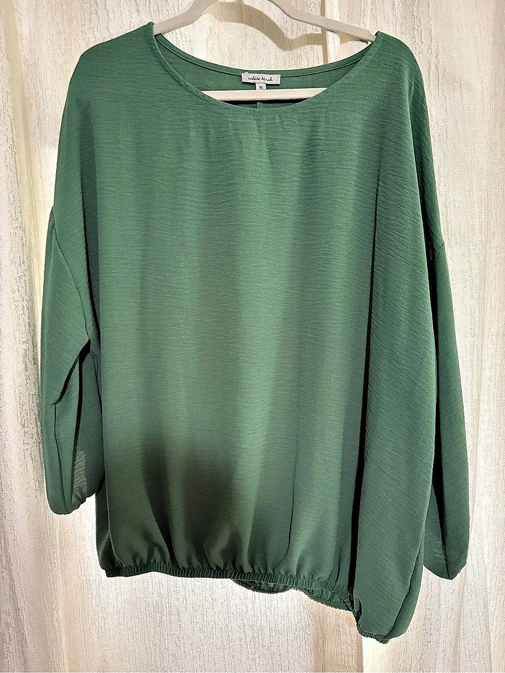 White Birch Green Blouse Size XL Like New